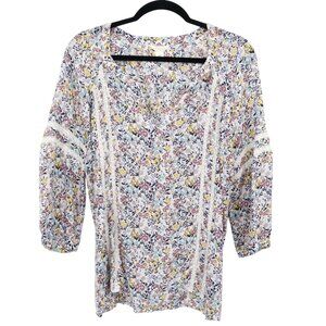 Caslon Peasant Top Women M White Bloomcore Cottagecore Prairie Romantic Feminine